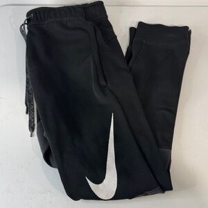 Nike Men’s Size Medium Black Joggers with White Swoosh
